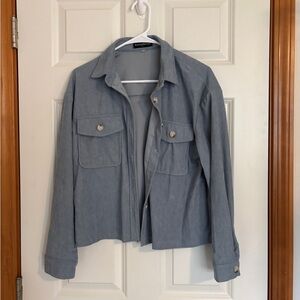 Romantic Hut blue corduroy cropped length shacket